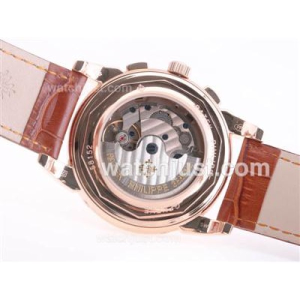 Patek Philippe Perpetual Calendar Chrono Automatic Rose Gold Case CZ Diamond Bezel with Champagne Dial
