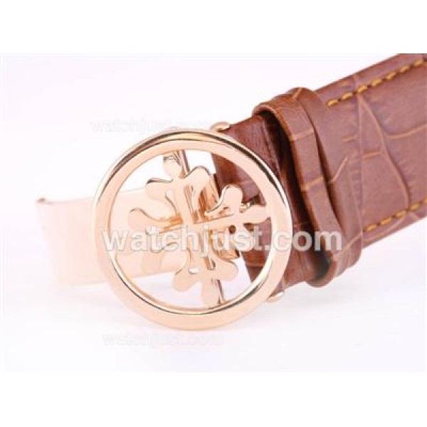 Patek Philippe Perpetual Calendar Chrono Automatic Rose Gold Case CZ Diamond Bezel with Champagne Dial