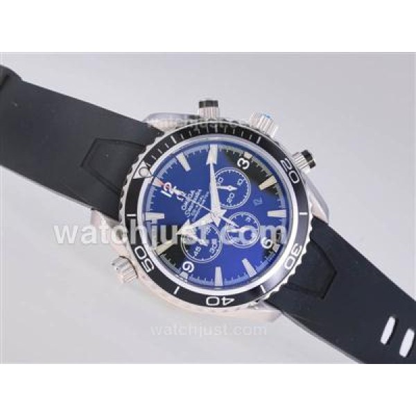 Omega Seamaster Planet Ocean Working Chronograph with White Marking-Same Chassis As 7750 Version-Rubber Strap