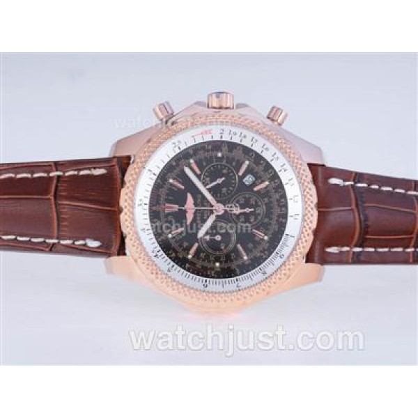 Breitling for Bentley Motors Working Chronograph Rose Gold Case with Black Dial
