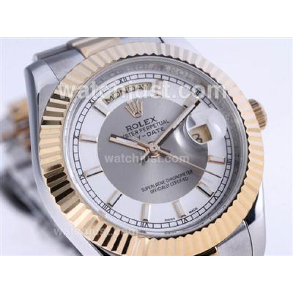 41 MM Best 1:1 Rolex Day-Date II Replica Watches With White & Gray Dials Online