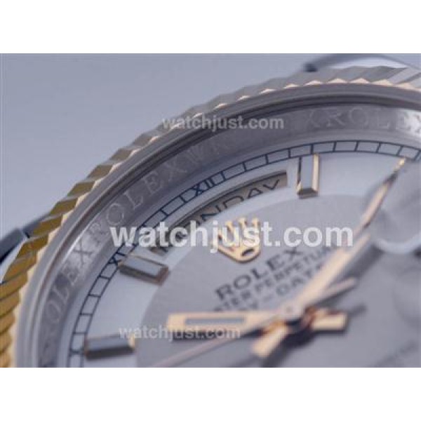41 MM Best 1:1 Rolex Day-Date II Replica Watches With White & Gray Dials Online