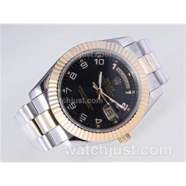 Best Quality 41 MM Rolex Day-Date II Replica Watches With Black Dials For Men