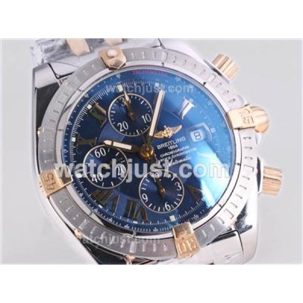 Breitling Chronomat Evolution Chrono Swiss Valjoux 7750 Movement Two Tone with Roman Marking-Blue Dial