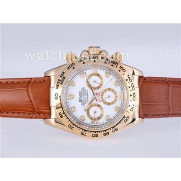 High Quality Replica Rolex Daytona 116518 White Dials Gold Cases For Men