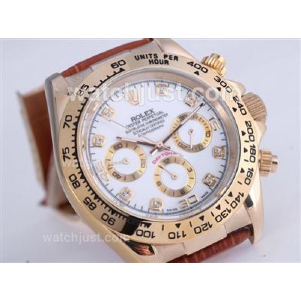 High Quality Replica Rolex Daytona 116518 White Dials Gold Cases For Men