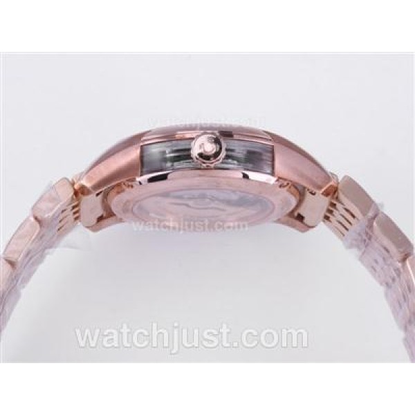 Omega Hour Vision See Thru Case with Full Rose Gold / Black Dial-Decorated Asia 2813 Movement