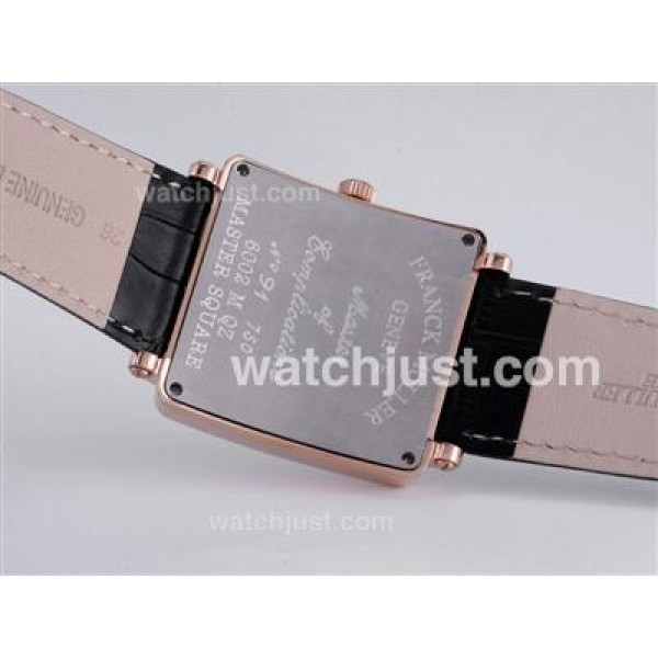 Franck Muller Master Square Rose Gold Case Diamond Bezel with White Dial-Colorful Number Marking-42MM