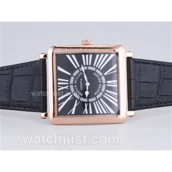 Franck Muller Master Square Rose Gold Case with Black Dial-Roman Marking-42MM
