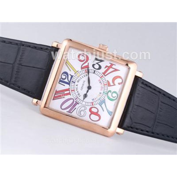 Franck Muller Master Square Rose Gold Case with White Dial-Colorful Number Marking-42MM