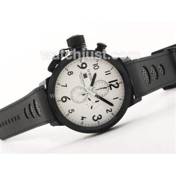 U-boat Italo Fontana Working Chronograph PVD Case with White Dial-Rubber Strap
