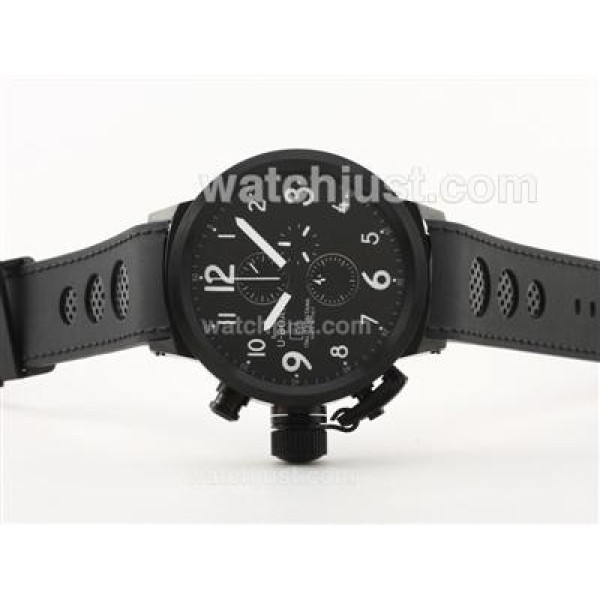 U-Boat Italo Fontana Working Chronograph PVD Case Black Dial with White Marking-Rubber Strap