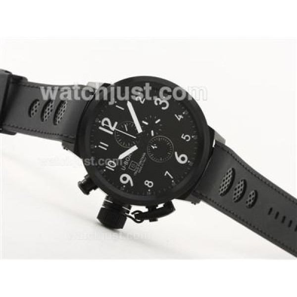 U-Boat Italo Fontana Working Chronograph PVD Case Black Dial with White Marking-Rubber Strap