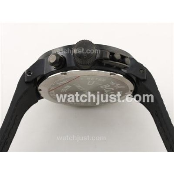 U-Boat Italo Fontana Working Chronograph PVD Case Black Dial with White Marking-Rubber Strap