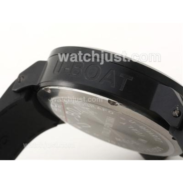 U-Boat Italo Fontana Working Chronograph PVD Case Black Dial with White Marking-Rubber Strap