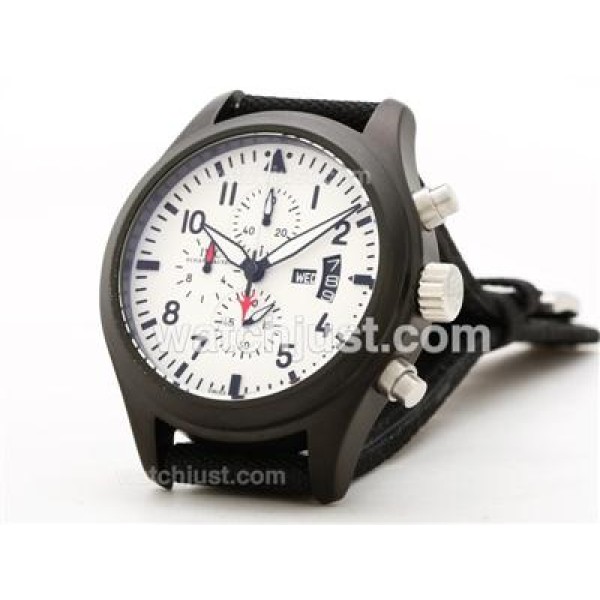 IWC 3789 Top Gun Pilot Working Chrono PVD Case White Dial-Same Chassis As 7750 Version-High Quality