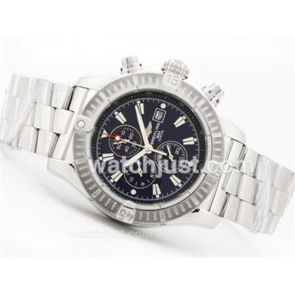 Breitling Super Avenger Working Chronograph with Blue Dial-Stick Marking S/S
