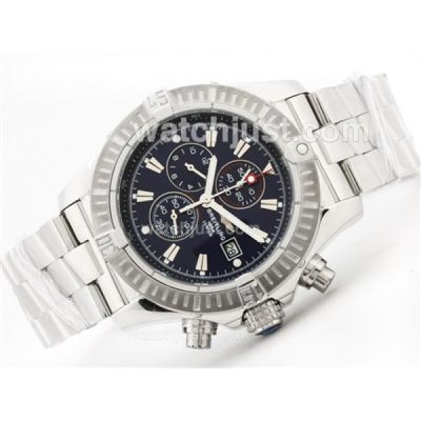 Breitling Super Avenger Working Chronograph with Blue Dial-Stick Marking S/S