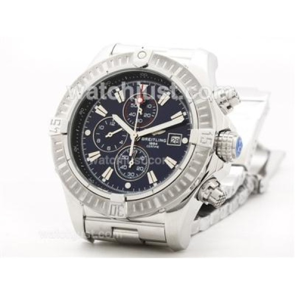 Breitling Super Avenger Working Chronograph with Blue Dial-Stick Marking S/S
