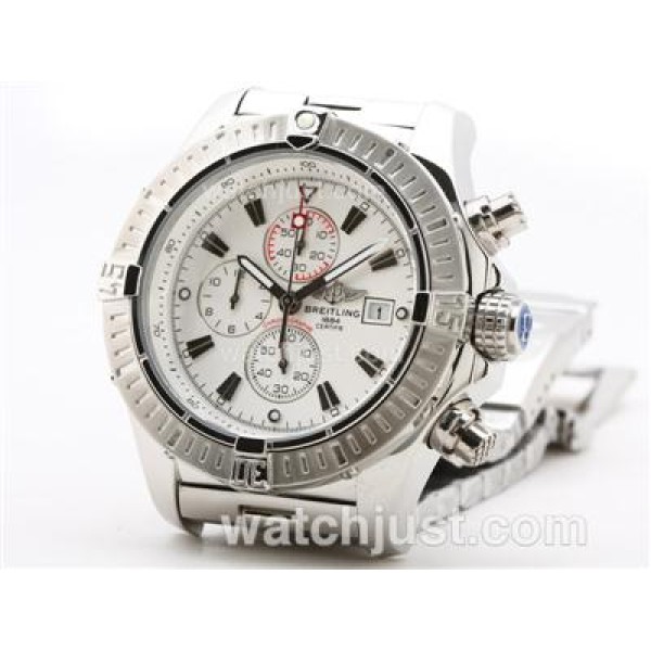 Breitling Super Avenger Working Chronograph with White Dial-Stick Marking S/S