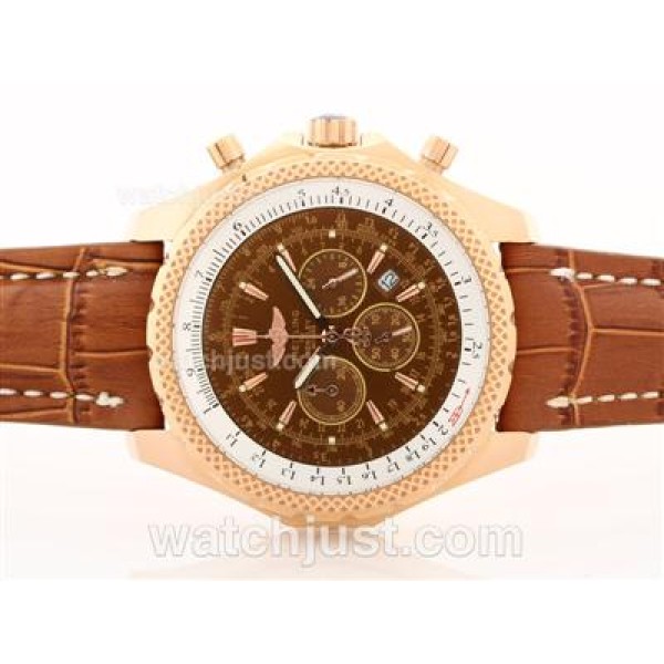 Breitling For Bentley Working Chronograph Rose Gold Case Brown Dial