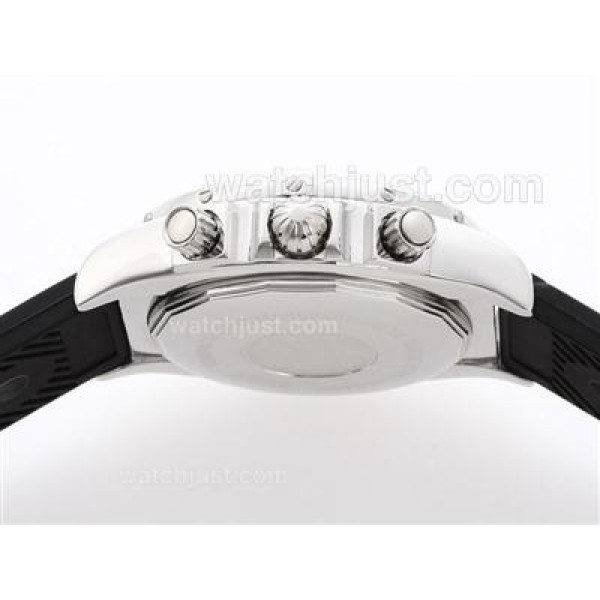 Breitling Chronomat B01 Working Chronograph with Black Dial-Stick Marking-Rubber Strap