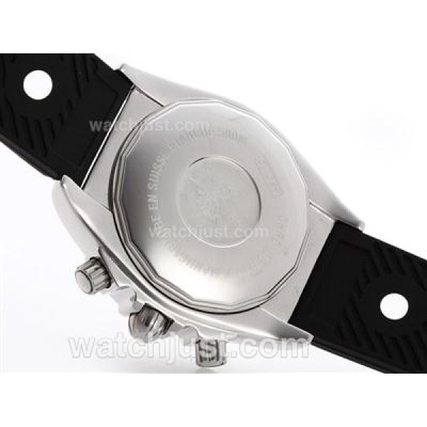 Breitling Chronomat B01 Working Chronograph with Black Dial-Stick Marking-Rubber Strap