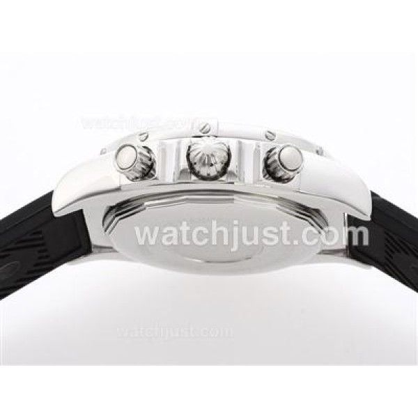 Breitling Chronomat B01 Working Chronograph with Blue Dial-Stick Marking-Rubber Strap