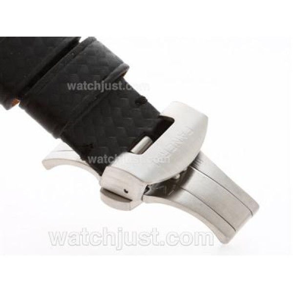 Panerai Carbon Fibre Style Leather Strap with Deployant Buckle-24mm