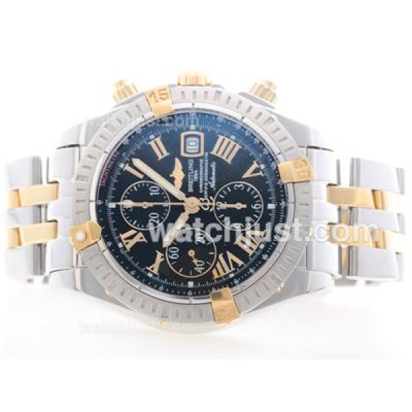 Breitling Chronomat Evolution Chrono Swiss Valjoux 7750 Movement Two Tone with Roman Marking-Black