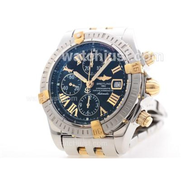 Breitling Chronomat Evolution Chrono Swiss Valjoux 7750 Movement Two Tone with Roman Marking-Black