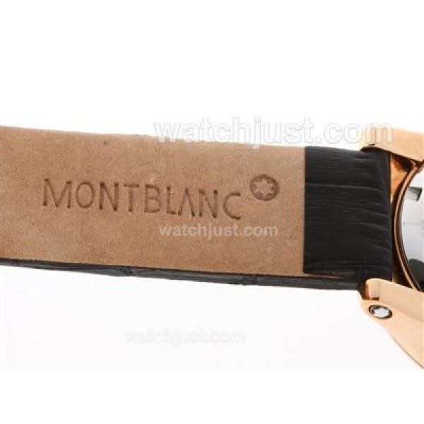 Montblanc Classic Flyback Automatic Rose Gold Case with Black Dial -Leather Strap