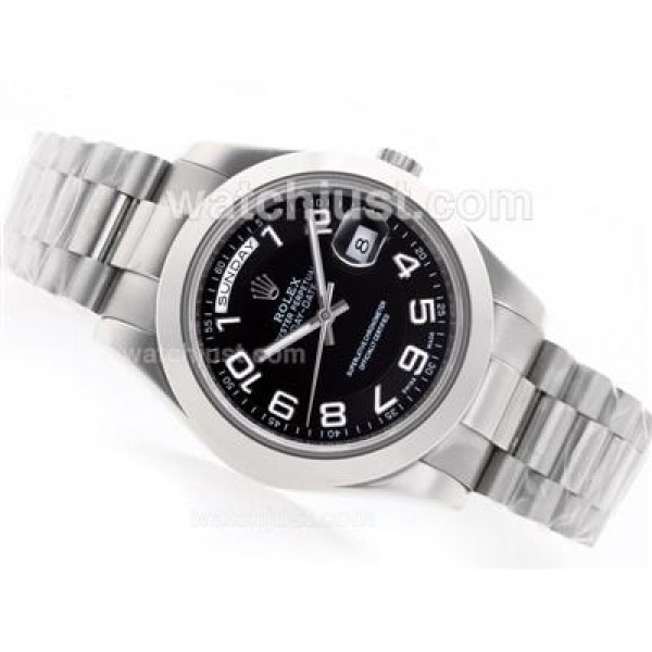 AAA 41 MM Quality Rolex Day-Date II Fake Watches With Black Dials For Men