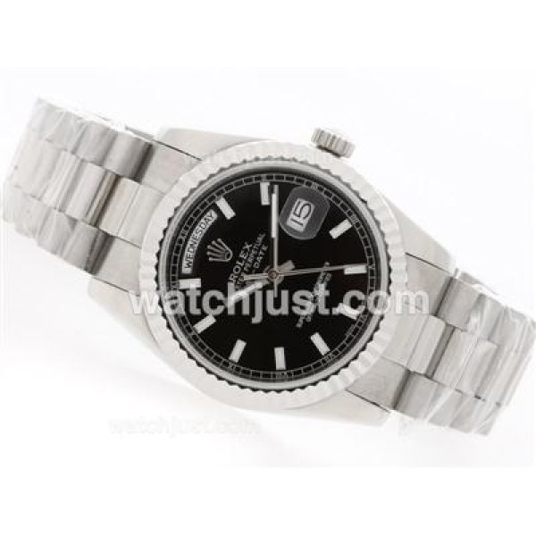 Best 1:1 Rolex Day-Date Fake Watches With Black Dials For Men