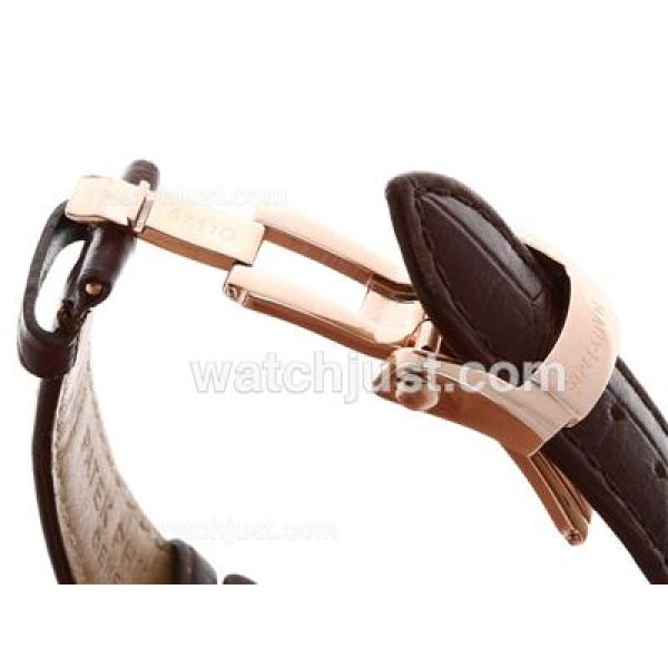 Patek Philippe Brown Leather Strap with Rose Gold Deployment Buckle For Nautilis Jumbo Model