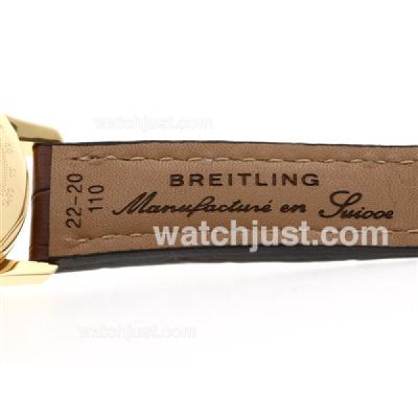Breitling Navitimer Chronograph Swiss Valjoux 7750 Movement Gold Case with White Dial-28800 bph