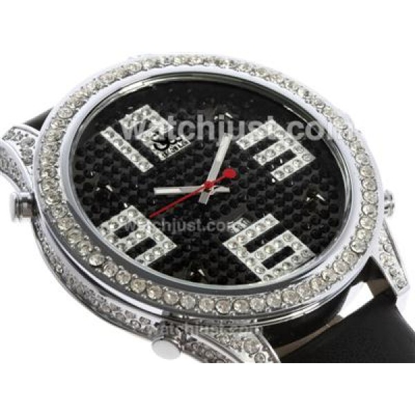 Jacob & Co Classic Five Time Zone Diamond Bezel and Dial with Leather Strap-Big Number Markers