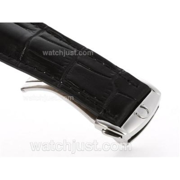 Omega Hour Vision See Thru Case Swiss ETA 2836 Movement with Black Dial-Leather Strap