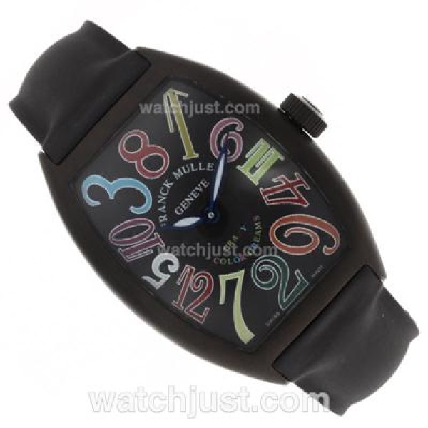 Franck Muller Crazy Hours Automatic PVD Case with Black Dial-Rubber Strap