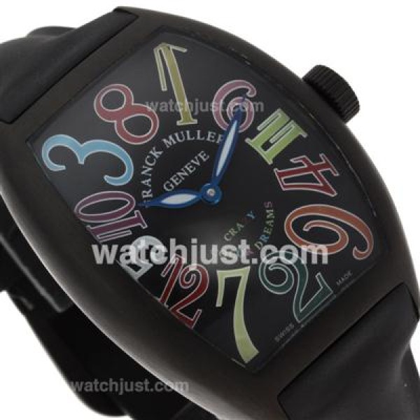 Franck Muller Crazy Hours Automatic PVD Case with Black Dial-Rubber Strap
