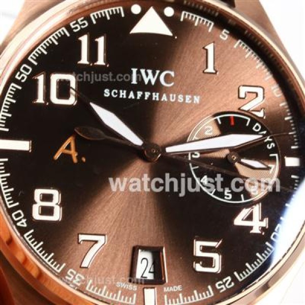 IWC Big Pilot Power Reserve Automatic Rose Gold Case with Brown Dial-Leather Strap