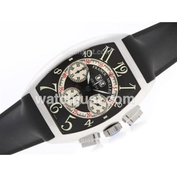 Franck Muller Casablanca Chronograph Swiss Valjoux 7750 Movement with Black Dial-Rubber Strap