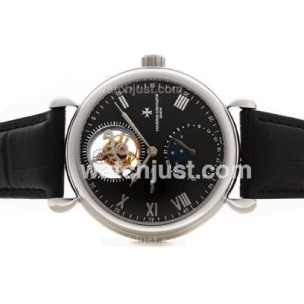 UK Swiss Made Replica Vacheron Constantin Tourbillon Manual Winding with Black Dial Watches