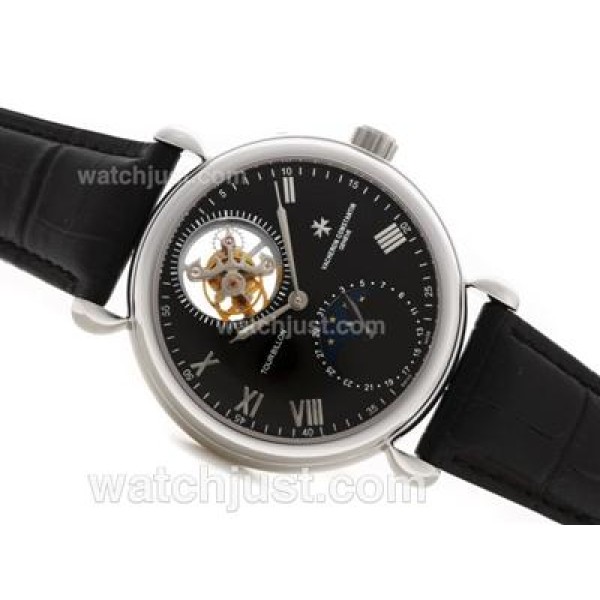 UK Swiss Made Replica Vacheron Constantin Tourbillon Manual Winding with Black Dial Watches