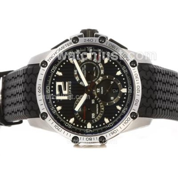 Chopard Classis Racing Swiss Valjoux 7750 Movement with Black Dial-Rubber Strap