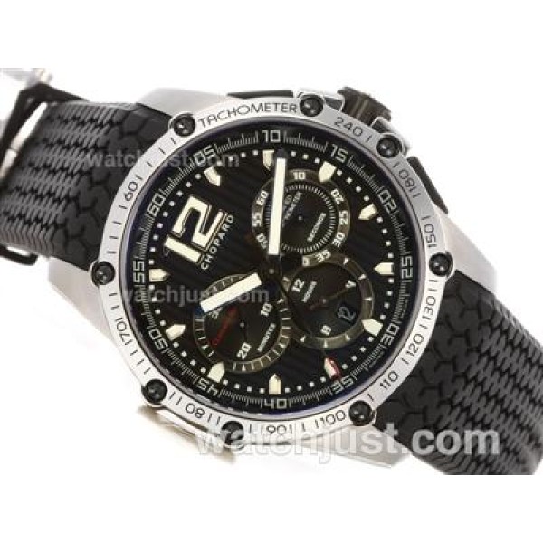Chopard Classis Racing Swiss Valjoux 7750 Movement with Black Dial-Rubber Strap