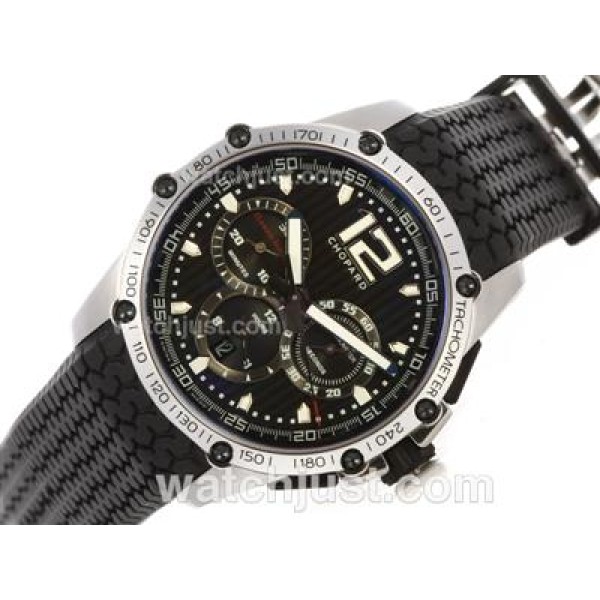 Chopard Classis Racing Swiss Valjoux 7750 Movement with Black Dial-Rubber Strap