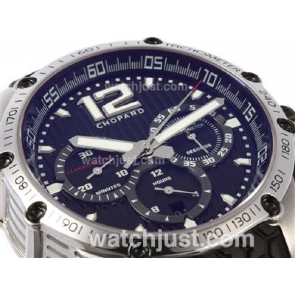 Chopard Classis Racing Swiss Valjoux 7750 Movement with Black Dial-Rubber Strap