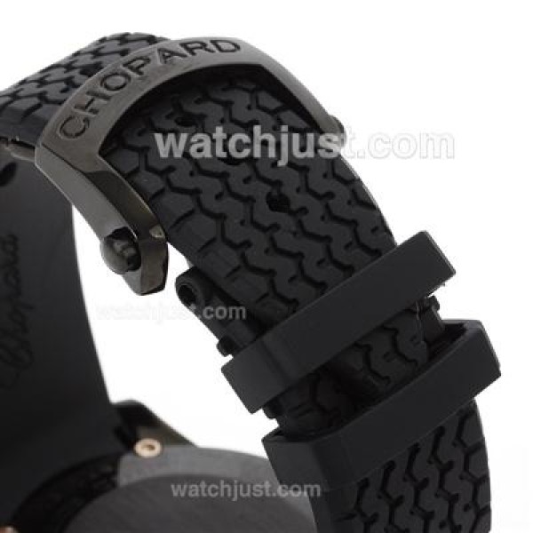 Chopard Classis Racing Swiss Valjoux 7750 Movement PVD Case with Black Dial-Rubber Strap