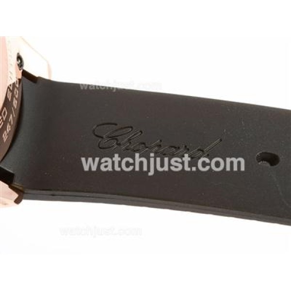 Chopard Classis Racing Swiss Valjoux 7750 Movement Rose Gold Case with Brown Dial-Rubber Strap